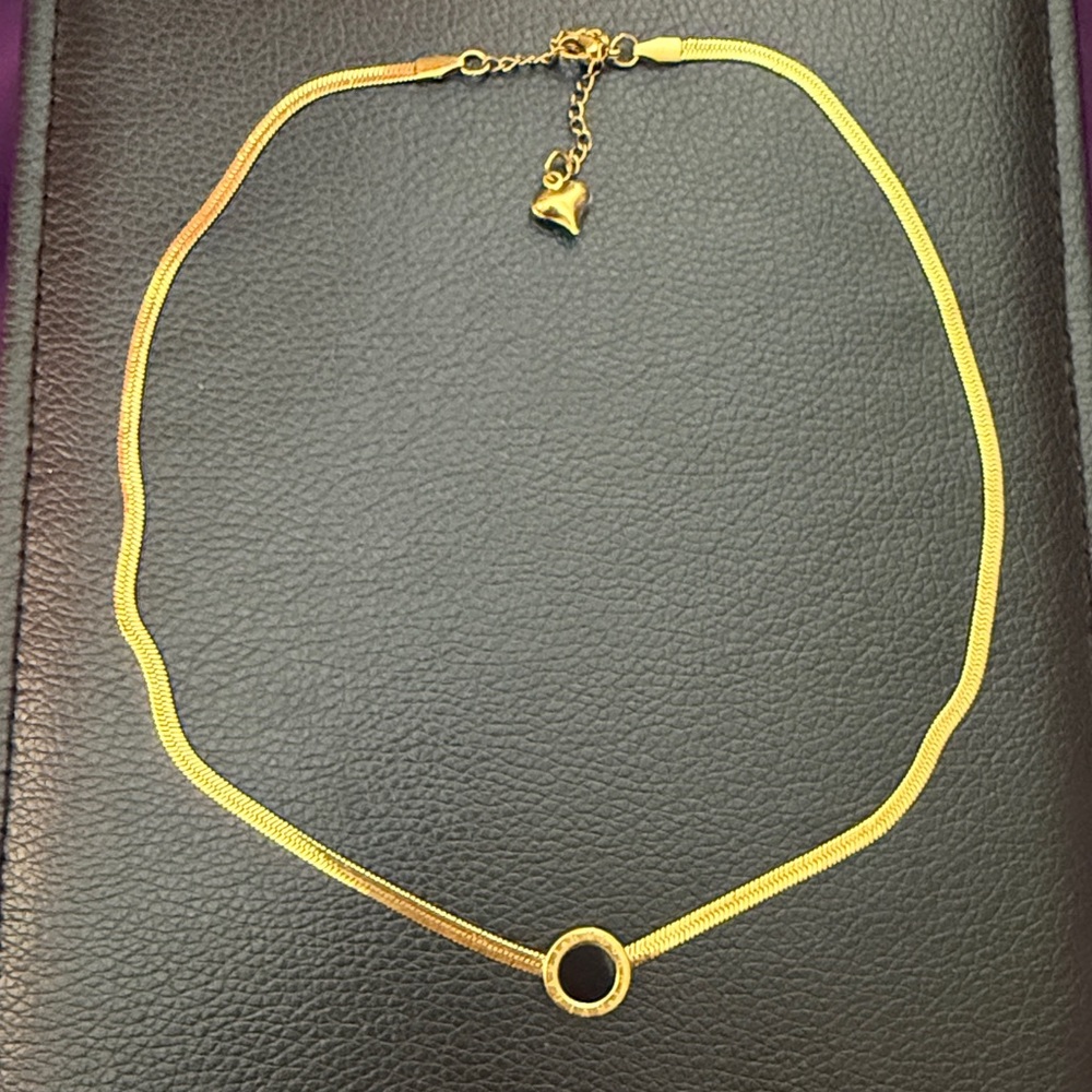 Stainless steel Necklace with Black Pendant.